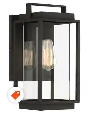 Home Depot Glucksteinelements rockwell 1-light 15-inch height black outdoor transitional wall sconce offer