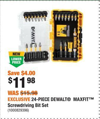 Home Depot Exclusive 24-piece dewalt® maxfit™ screwdriving bit set offer