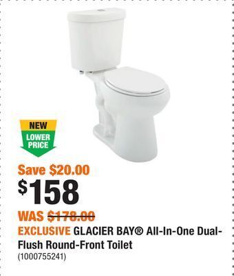 Home Depot Exclusive glacier bay® all-in-one dual-flush round-front toilet offer