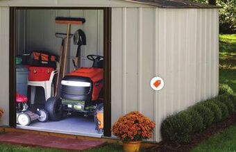 Home Depot Arrow newport 10 ft. x 8 ft. tall wall steel storage building offer
