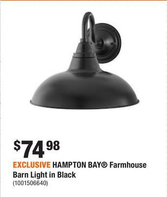 Home Depot Exclusive hampton bay® farmhouse barn light in black offer