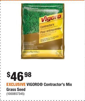 Home Depot Exclusive vigoro® contractor's mix grass seed offer