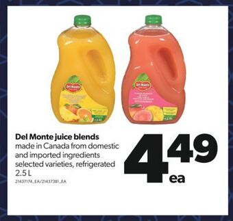 Real Canadian Superstore Del monte juice blends, 2.5 l offer