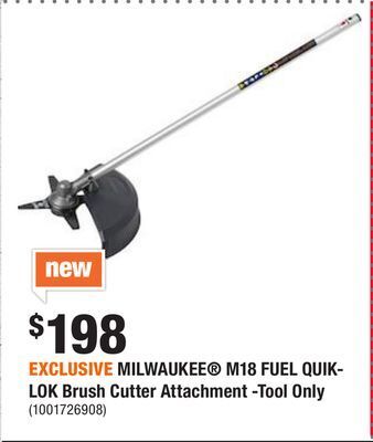 Home Depot Exclusive milwaukee® m18 fuel quik-lok brush cutter attachment -tool only offer