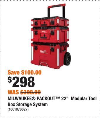 Home Depot Milwaukee® packout™ 22 modular tool box storage system offer
