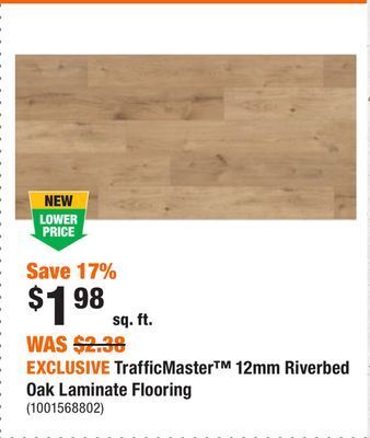 Home Depot Exclusive trafficmaster™ 12mm riverbed oak laminate flooring offer