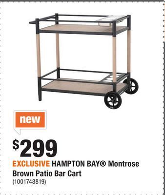 Home Depot Exclusive hampton bay® montrose brown patio bar cart offer