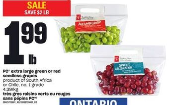 Valu-mart Très gros raisins verts ou rouges sans pépins pc offer