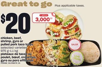 Valu-mart Plateaux de tacos au poulet, bœuf, crevettes, gyro ou porc effiloché, 975 g-1.1 kg offer