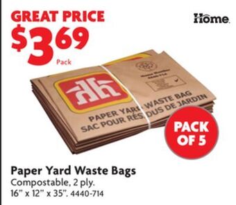 Home Hardware Paper yard waste bags offer