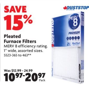 Home Hardware Pleated furnace filters offer