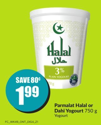 FreshCo Parmalat halal or dahi yogurt 750 g offer