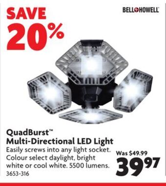Home Hardware Quadburst™ multi-directional led light offer