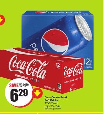 FreshCo Coca-cola or pepsi soft drinks 12x355 ml offer