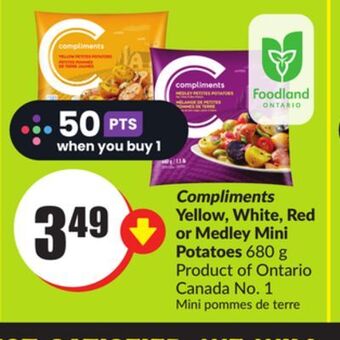 FreshCo Compliments yellow, white, red or medley mini potatoes 680 g product of ontario canada no.1 offer