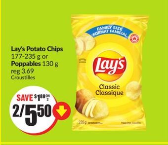FreshCo Lay's potato chips 177-235 g or poppables 130 g offer