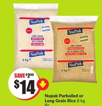 FreshCo Nupak parboiled or long grain rice 8 kg offer