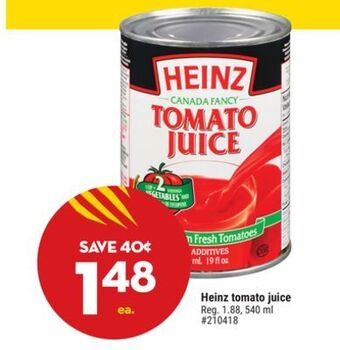 Giant Tiger Heinz tomato juice offer