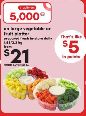 Zehrs Markets Large vegetable or fruit platter, 1.58/2.2 kg offer