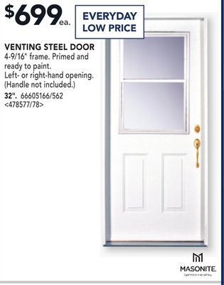 RONA Masonite venting steel door, 32 offer