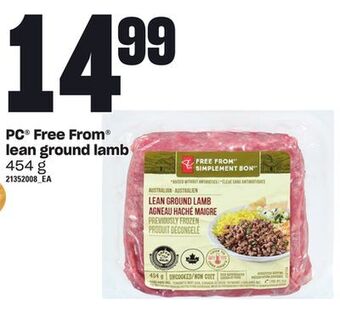 Zehrs Markets Pc® free from® lean ground lamb, 454 g offer