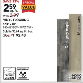 RONA Mono serra vinyl flooring, 5.94 x 48 offer