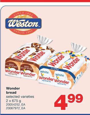 Wholesale Club Wonder bread, 2 x 675 g offer