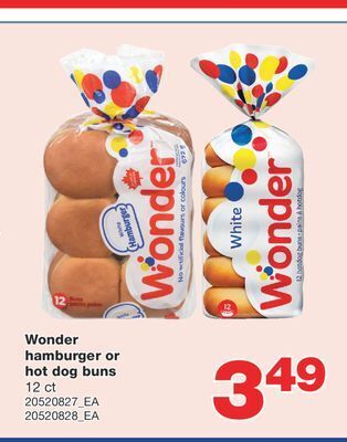 Wholesale Club Wonder hamburger or hot dog buns, 12 ct offer