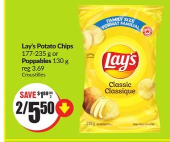 Chalo FreshCo Lay's potato chips 177-235 g or poppables 130 g offer