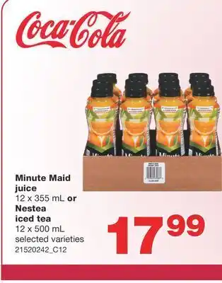 Wholesale Club Minute maid juice, 12 x 355 ml or nestea iced tea, 12 x 500 ml offer