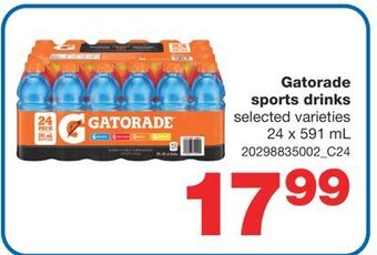 Wholesale Club Gatorade sports drinks, 24 x 591 ml offer