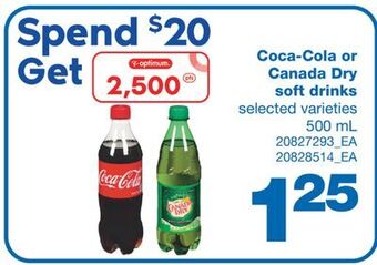 Wholesale Club Coca-cola or canada dry soft drinks, 500 ml offer