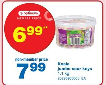 Wholesale Club Koala jumbo sour keys, 1.1 kg offer