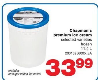 Wholesale Club Chapman's premium ice cream, 11.4 l offer