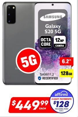 Factory Direct Samsung 6.2 s20 5g 128gb offer