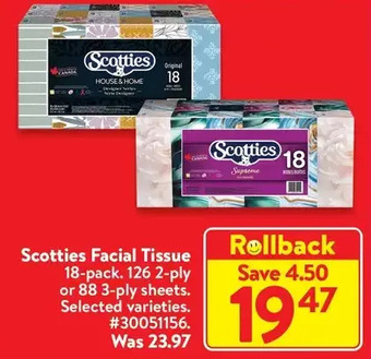 Walmart Scotties facial tissue offer