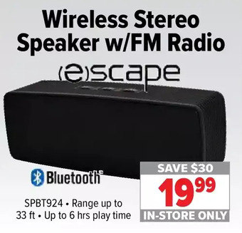 2001 Audio Video Escape wireless stereo speaker w/fm radio offer