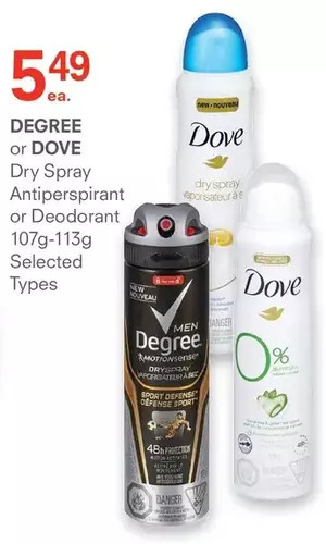 Guardian Pharmacy Degree or dove dry spray antiperspirant or deodorant offer
