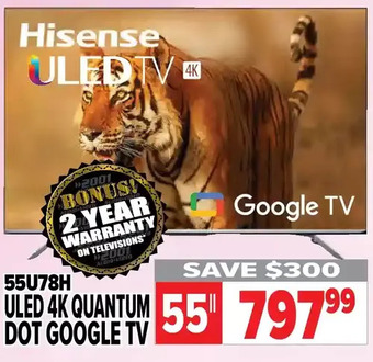 2001 Audio Video Hisense uled 4k quantum dot google tv 55 offer