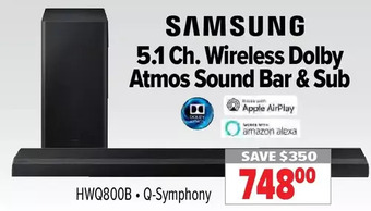 2001 Audio Video Samsung 5.1 ch. wireless dolby atmos sound bar & sub offer