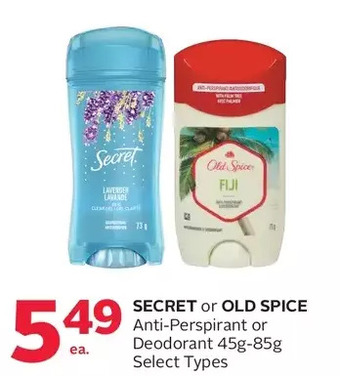 Rexall Secret or old spice anti-perspirant or deodorant offer
