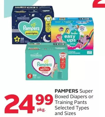 Rexall Pampers super boxed diapers or training pants offer