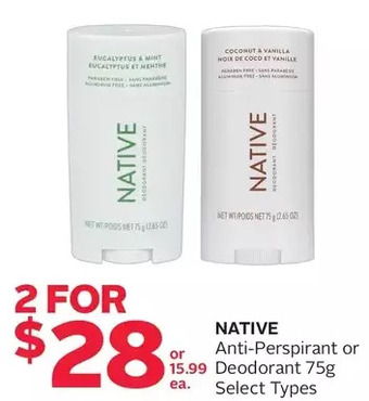 Rexall Native anti-perspirant or deodorant offer