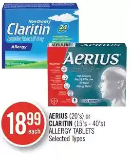 Shoppers Drug Mart Aerius or claritin allergy tablets offer