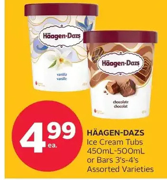 Rexall Häagen-dazs ice cream tubs or bars offer
