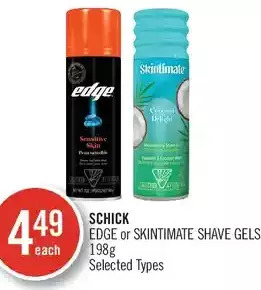 Shoppers Drug Mart Schick edge or skintimate shave gels offer