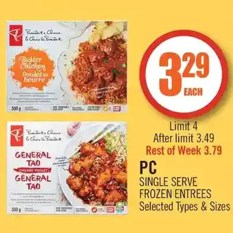 Shoppers Drug Mart Pc single serve frozen entrees offer