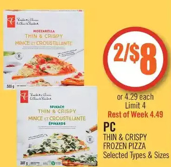 Shoppers Drug Mart Pc thin & crispy frozen pizza offer