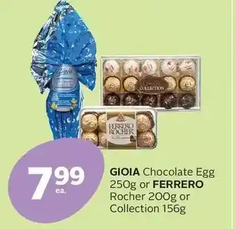 Rexall Gioia chocolate egg or ferrero rocher or collection offer