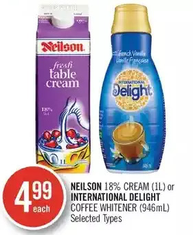 Shoppers Drug Mart Neilson 18% cream or international delight coffee whitener offer